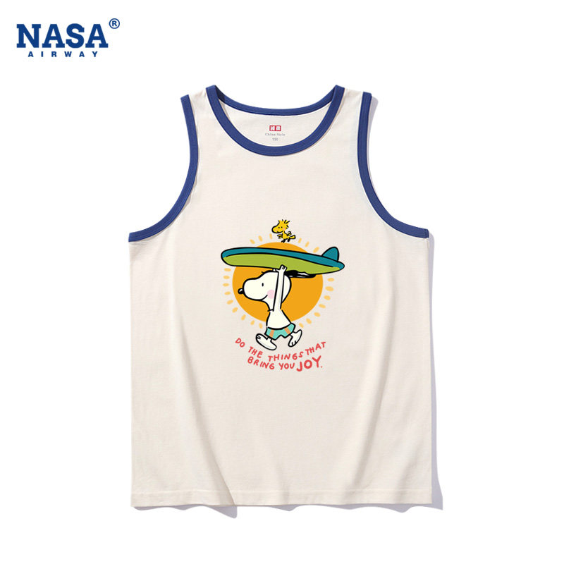 NASA AW史努比卡通图案动漫联名吊带男女纯棉背心夏季无袖T恤新款