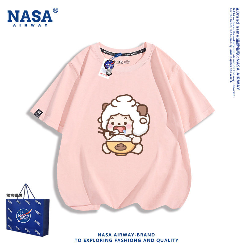 NASA联名卡通动漫干饭儿童纯棉短袖T恤可爱印花男女中大童半袖夏