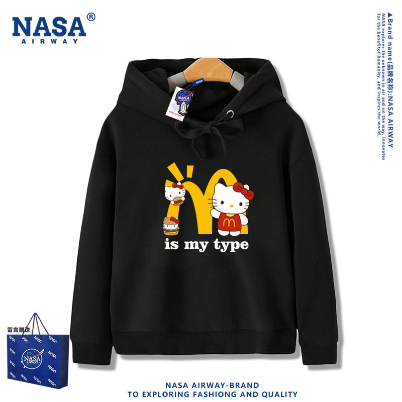 NASA联名麦当劳麦门联名kitty猫儿童男女连帽卫衣春秋套头上衣服