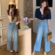 型百搭时尚 天丝牛仔裤 2025显瘦直筒裤 宽松版 冰感阔腿时尚 女九分裤
