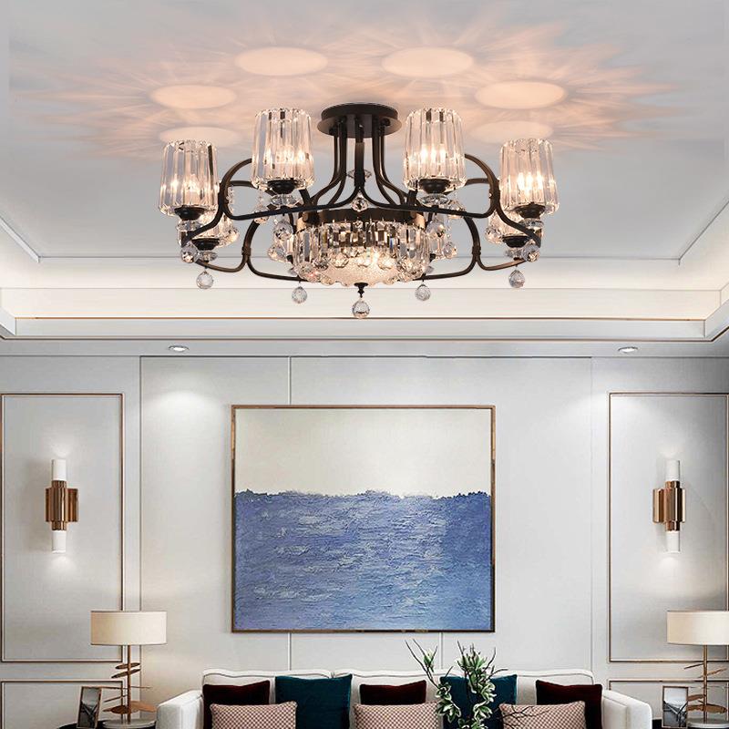 直销新款欧式水晶吊灯 创意个性大气轻奢餐厅灯铁艺家用书房别墅