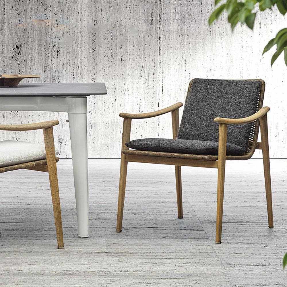 直销新款柚木家具别墅露台休闲防腐木餐桌藤椅室外庭院花园实木桌