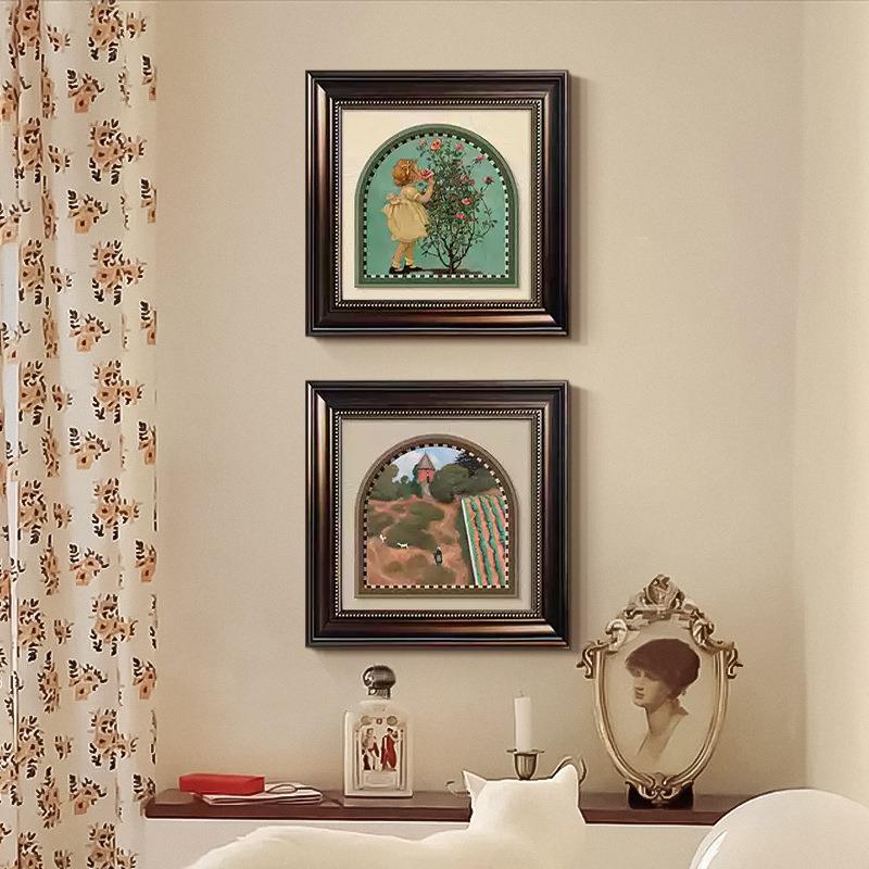 直销新款中古艺术挂画法式高级感卧室装饰画复古小众餐厅斗柜客厅