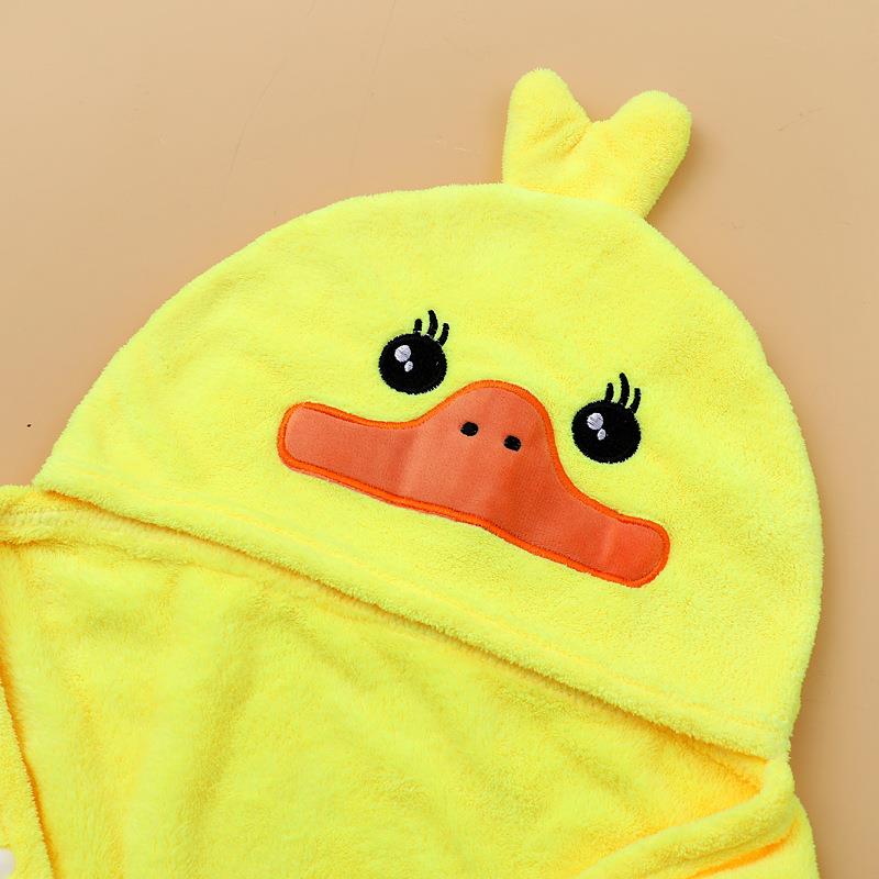直销新款儿童可穿浴巾珊瑚绒连帽斗篷宝宝披风婴幼儿浴袍沙滩巾柔
