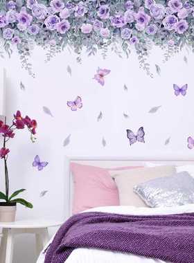 直销新款MS2306-KQ新款紫色植物花卉墙贴纸背景墙家居装饰墙贴画