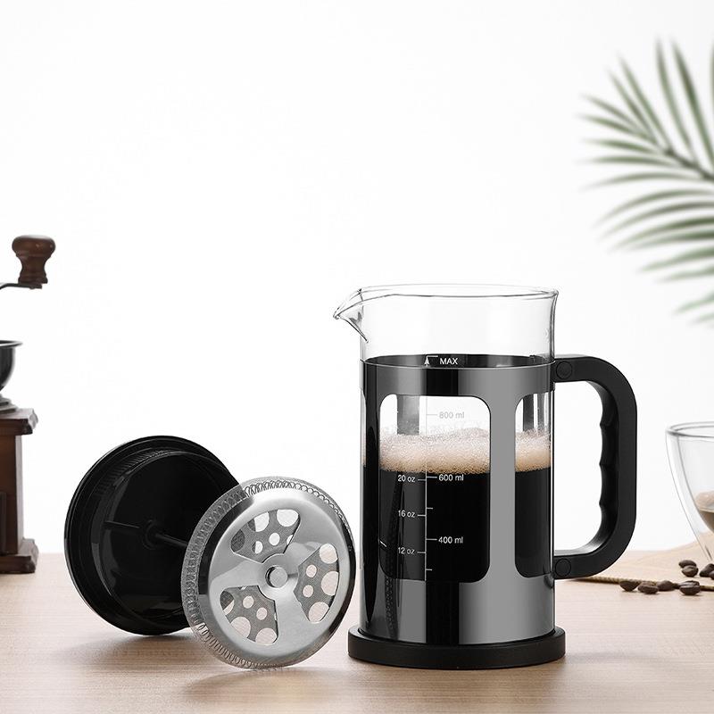 直销新款手冲法压壶高硼硅玻璃家用过滤冲茶器双层滤网冷萃咖啡法