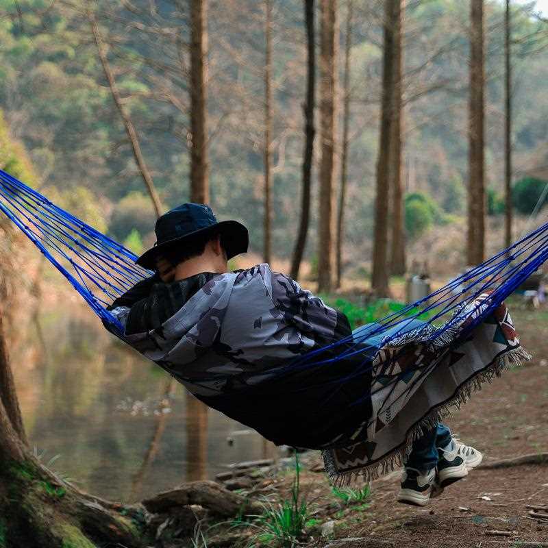 直销新款户外10股加粗尼龙绳吊床 室内网状吊床便携式简易吊床秋