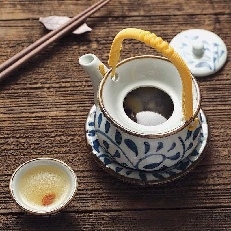 新款直销酒店陶瓷餐具日式海鲜壶汤壶茶壶冷水壶五件套高温釉下彩