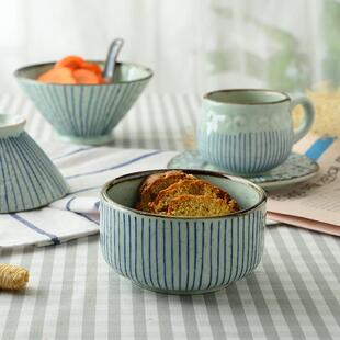 直销新款日式和风陶瓷餐具创意盘子蓝雨釉下彩冷菜盘家用餐具套装