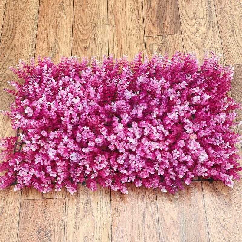 直销新款仿真植物墙彩色尤加利塑料背景绿植墙假草皮红色人造草坪