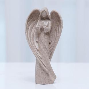 直銷新款 天使雕像樹脂砂巖合十祈禱擺件手工藝術工藝品家居桌面裝