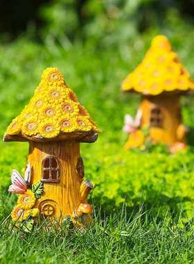 直销新款跨境向日葵树屋太阳能灯装饰摆件户外花园庭院家居阳台房