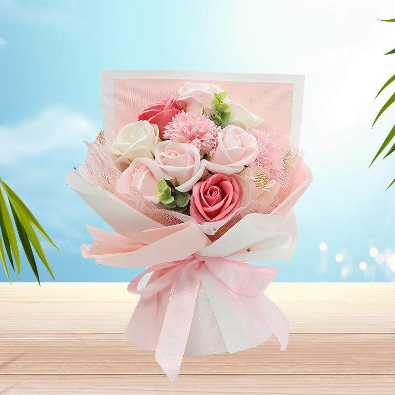 直销新款香皂花束永生花情人节七夕生日礼物跨境仿真花束礼盒工厂