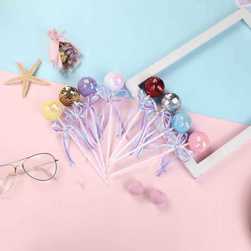 直销新款2024新款生日蛋糕装饰摆件 可爱4cm亮片球蛋糕插件