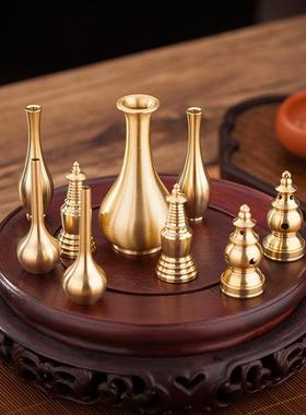 直销新款黄铜花瓶纯铜创意摆件迷你小号桌面客厅插花装饰品仿古金