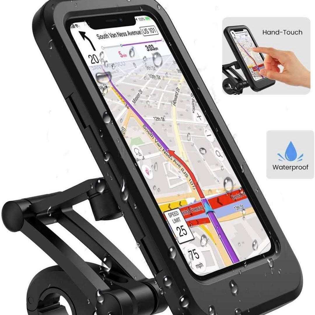 直销新款爆款自行车手机支架外卖导航摩托电动车防水支架触屏磁吸