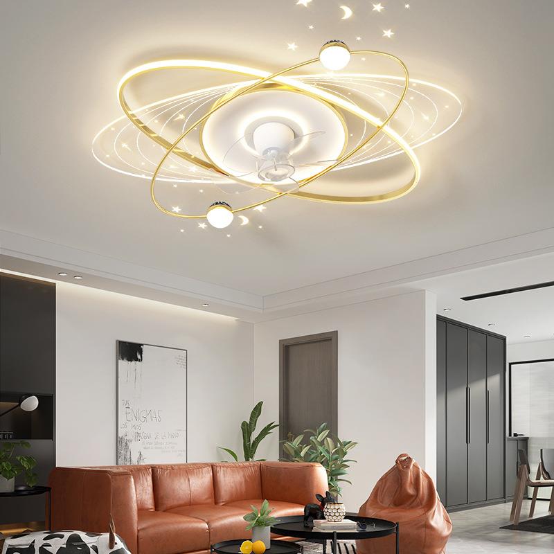 直销新款卧室风扇灯吊扇灯现代简约吸顶灯客厅灯餐厅摇头风扇灯套