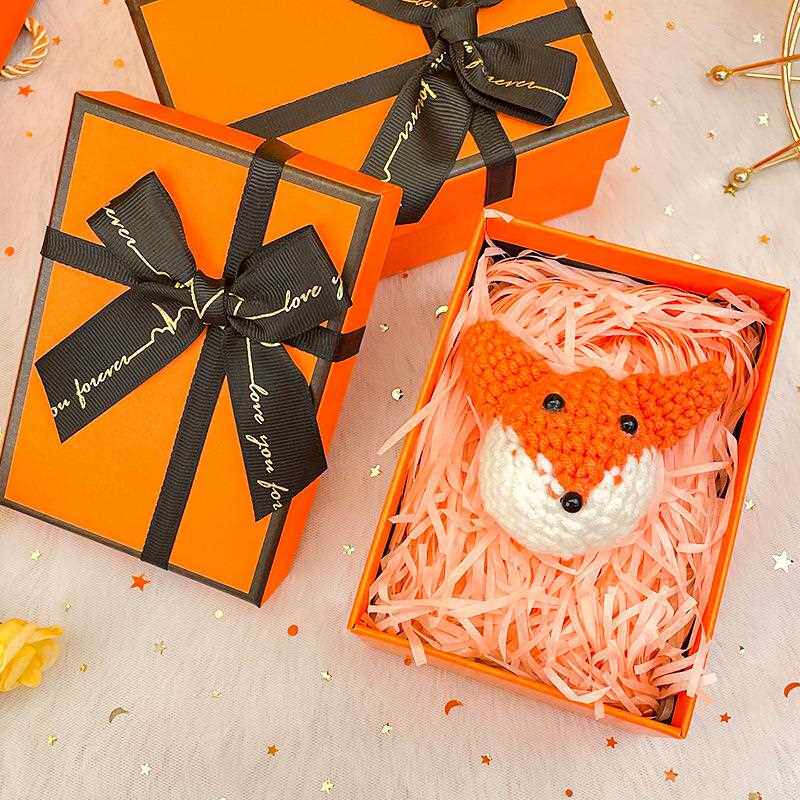 直销新款礼品盒ins橙色礼盒包装盒空盒子拉菲草仪式感生日惊喜礼