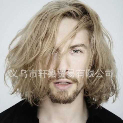 新款直销跨境新款男发 欧美男士蓬松短发热销 染色男士假发时尚潮