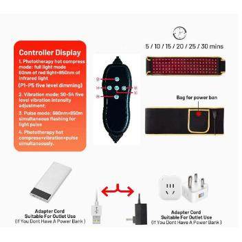 直销新款跨境LED红光腰带光疗热敷暖宫护腰脉冲震动暴汗健身红光