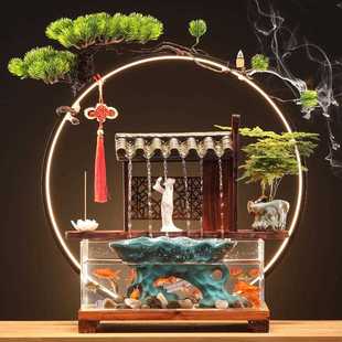 创意鱼缸流水摆件循环水喷泉客厅桌面家用招财装 直销新款 饰品乔迁