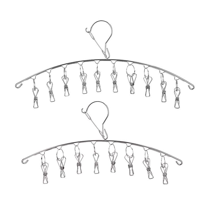 直销新款多夹晾衣架不锈钢袜子架收纳晾衣夹阳台袜套多功能不锈钢