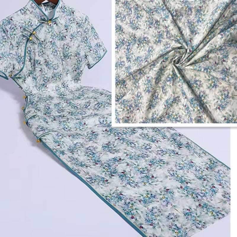 直销新款现货直销春秋旗袍连衣裙面料 纯棉直喷数码印花棉布40支