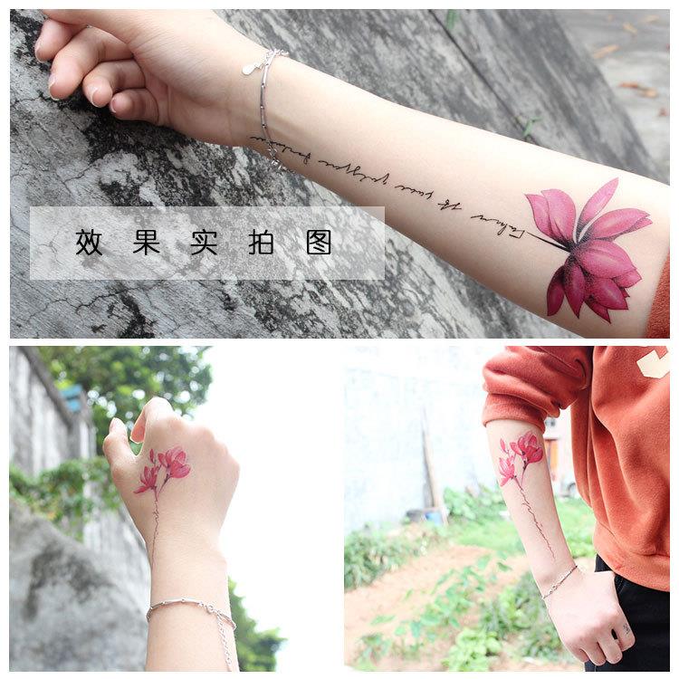 直销新款一次性防水防汗纹身贴 时尚个性花朵纹身贴纸 水墨彩色文