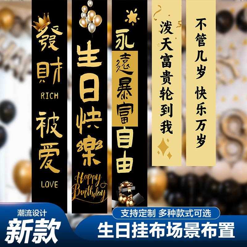 直销新款男生18岁成人礼生日快乐派对布置挂布女神装饰场景网红条