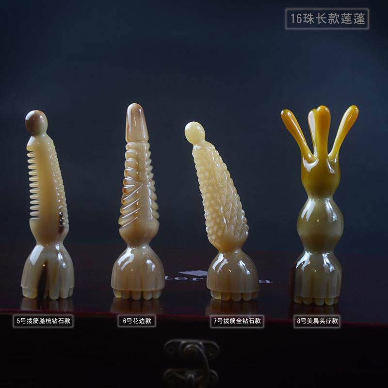 直销新款牛角莲蓬面部美容经络疏通点穴拨筋棒白牦牛脸眼颈全身通