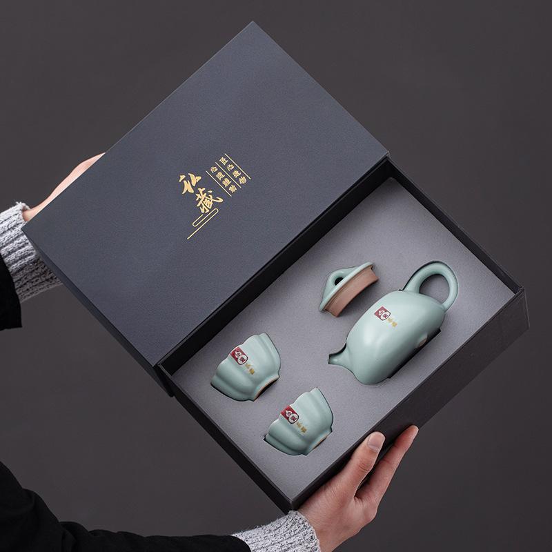 直销新款汝窑陶瓷茶具套装办公室商务伴手礼品企业活动送客户送同
