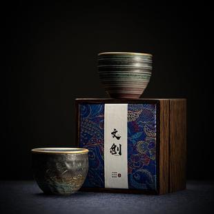 窑变焕彩手工描金茶杯复古风单杯总裁杯中式 直销新款 陶瓷主人品茗