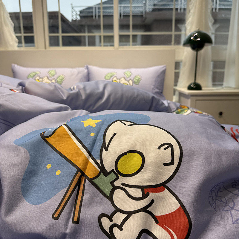 正品卡通童年奥特曼全棉床上四件套纯棉被套床单笠学生宿舍三件套
