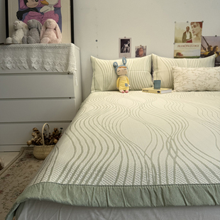 正官旗夏季提花曲线绿凉感冰凉席床笠款三件套A类母婴级加厚床席.