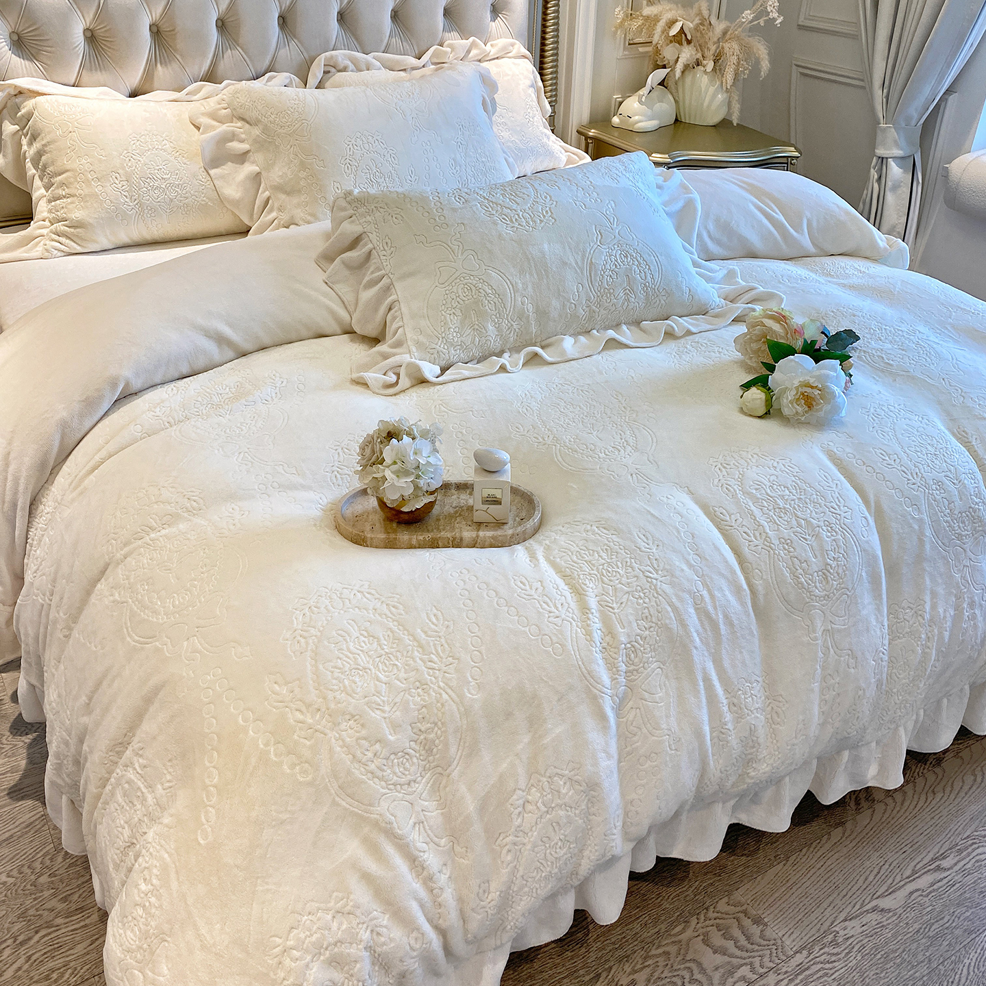 正官旗A类高克重牛奶绒四件套