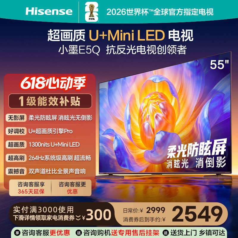 海信电视小墨E5Q 55英寸 超画质U+MiniLED E5N升