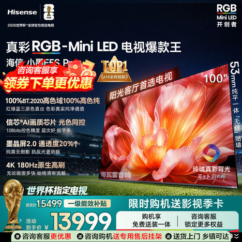 海信电视小墨100E5S Pro RGB-MiniLED玲珑真彩 墨晶屏E5Q PRO升级