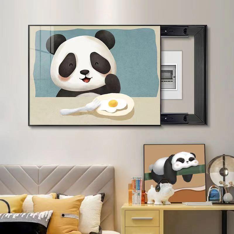 猫电表画箱装饰画现代简关约配电箱遮挡多媒体箱IUR电表盒总熊开图片