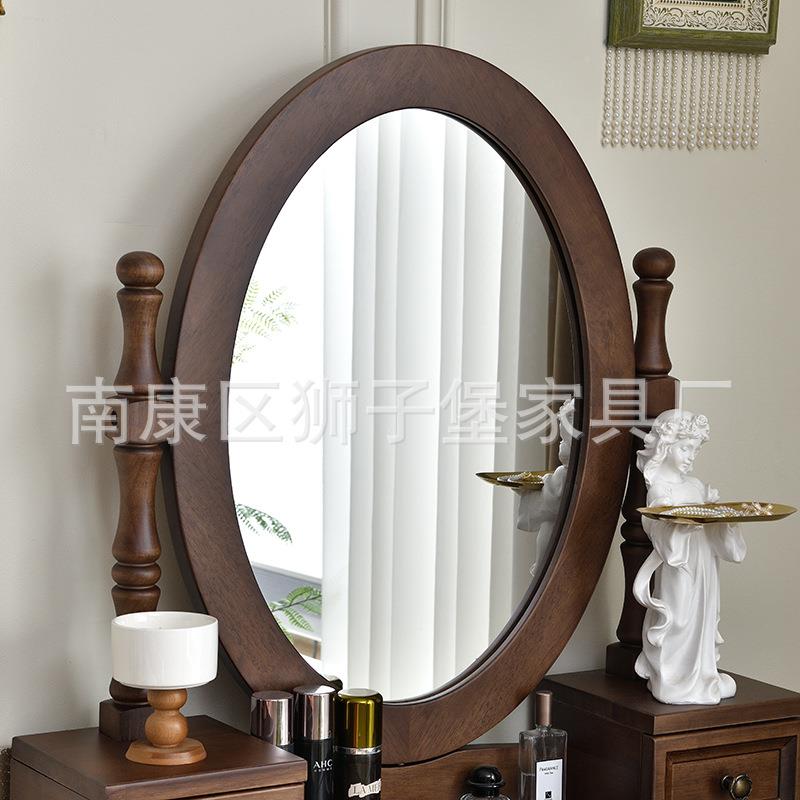 轻实木梳妆台MHY卧意室带镜子子奢美式乡村化妆台凳组合式欧式白