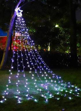 317L.ED户外串灯115英尺瀑8布灯XSO模式定时器圣诞节庭院节日派对