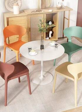 用塑闲UXK料椅子现牛代简约餐桌椅加厚塑料角椅北约休靠背椅洽家