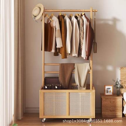 挂YMJ衣新衣架物落地卧室实木衣帽架客厅简约现代置可移动中式民