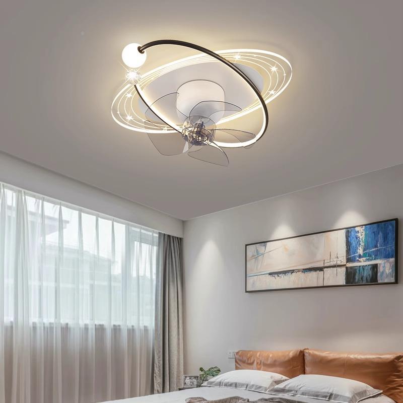 吸顶灯简约智能一体音隐形吊餐厅电扇灯客厅卧头WFQ室风扇灯摇静