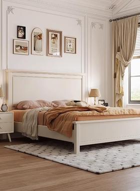 白色实木床主卧家用人床1.物5米1.8米简约代现储高箱出双租OGX房