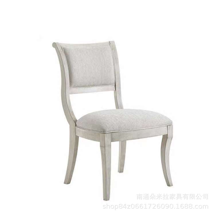 美式乡村原木实木餐桌椅组合高端 别墅餐厅餐厅复古做旧白色餐桌