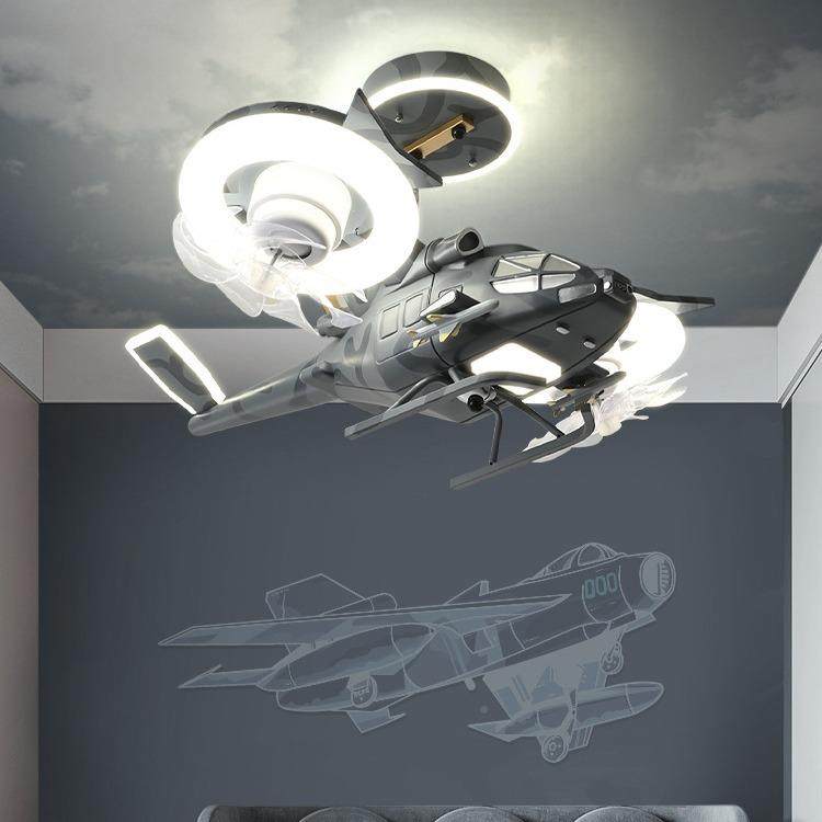 【跨境】房飞灯直升JT-MD206机造型男机孩卧室儿风扇童灯照明两用,家装灯饰光源,风扇灯,淘宝优惠券,粉丝福利购,淘宝优惠卷