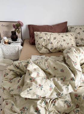 雨法tb-65028中曲式复古碎花纯棉四件件套被全棉床单床笠套宿舍床