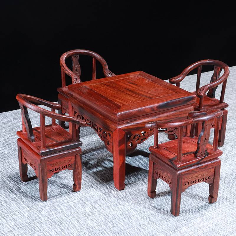 红酸枝微型家具迷你小摆件复古模型微缩柜子罗汉床明清古典工艺品