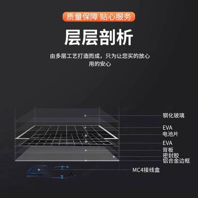 550W太阳能单晶硅光伏板屋顶发电瓦片家用系统智能屋顶专用