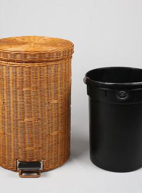 竹编垃圾桶垃321654圾桶厅家用脚带盖创意踏客卧室厨房卫生厕所纸